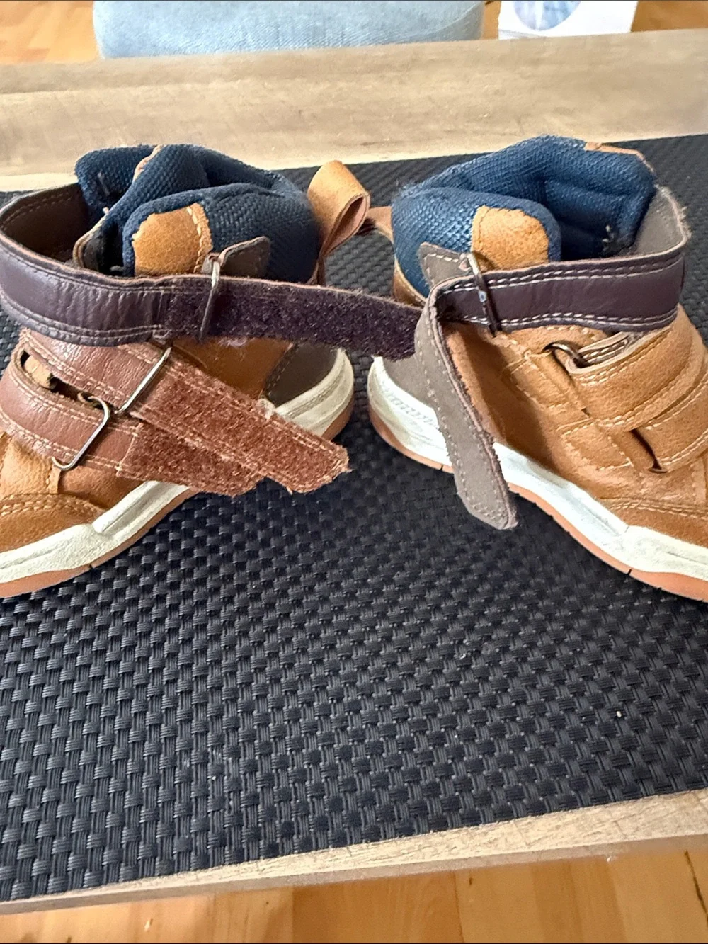 Kids Brown High-Top Velcro Sneakers